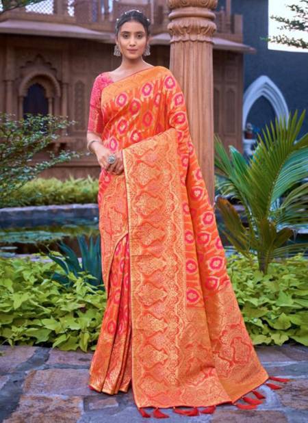 Orange Colour MAANYASRI 4900 Monjolika New Latest Banarasi Silk Saree Collection 4901
